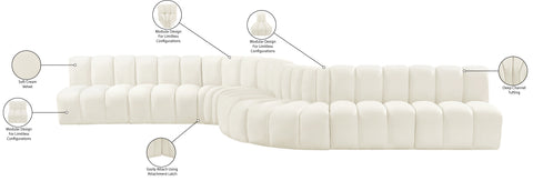 Briar Cream 197 Velvet Upholstered Modular Sectional, 8-Piece
