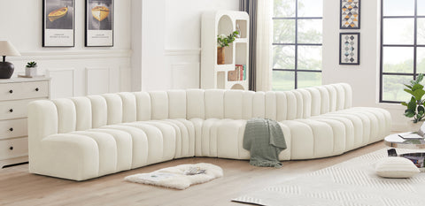 Briar Cream 197 Velvet Upholstered Modular Sectional, 8-Piece