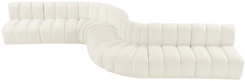 Briar Cream 197 Velvet Upholstered Modular Sectional, 8-Piece