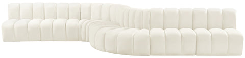 Briar Cream 197 Velvet Upholstered Modular Sectional, 8-Piece