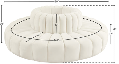 Briar Cream 90 Velvet Upholstered Modular Sectional, 8-Piece
