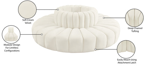 Briar Cream 90 Velvet Upholstered Modular Sectional, 8-Piece