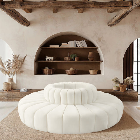 Briar Cream 90 Velvet Upholstered Modular Sectional, 8-Piece