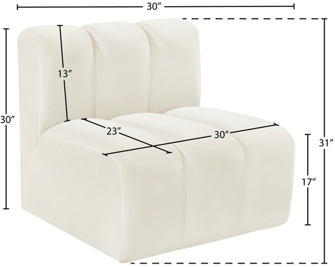 Briar Cream Velvet Upholstered Modular Straight Chair, 1 Piece
