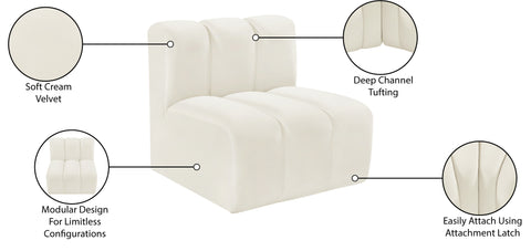 Briar Cream Velvet Upholstered Modular Straight Chair, 1 Piece