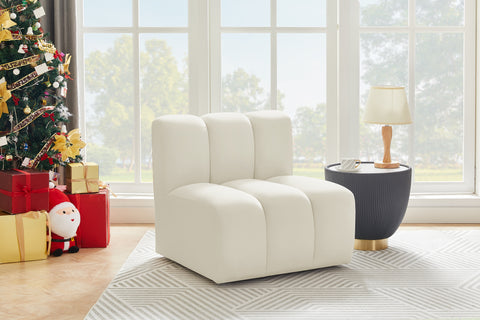 Briar Cream Velvet Upholstered Modular Straight Chair, 1 Piece