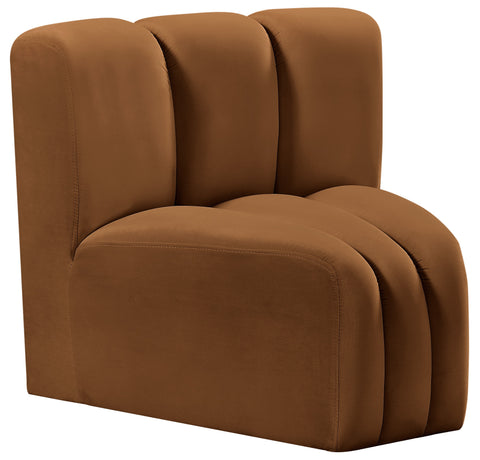 Briar Saddle Velvet Upholstered Modular Curved Corner Chair, 1 Piece