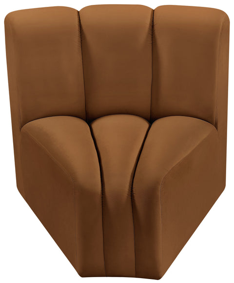 Briar Saddle Velvet Upholstered Modular Curved Corner Chair, 1 Piece