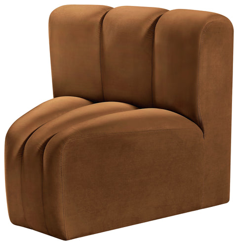 Briar Saddle Velvet Upholstered Modular Curved Corner Chair, 1 Piece
