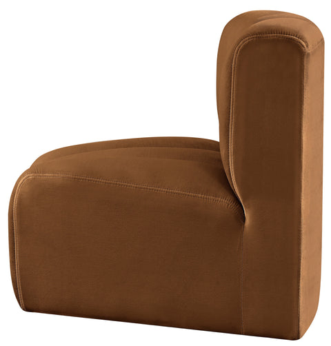 Briar Saddle Velvet Upholstered Modular Curved Corner Chair, 1 Piece