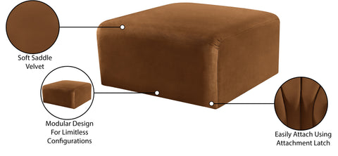 Briar Saddle Velvet Upholstered Modular Ottoman, 1 Piece