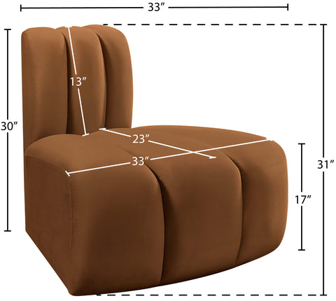 Briar Saddle Velvet Upholstered Modular Reverse Corner Chair, 1 Piece