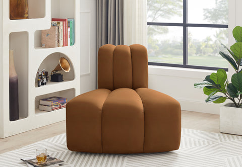 Briar Saddle Velvet Upholstered Modular Reverse Corner Chair, 1 Piece