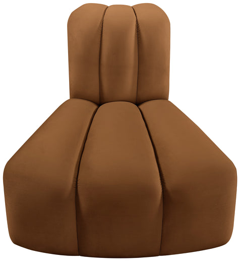 Briar Saddle Velvet Upholstered Modular Reverse Corner Chair, 1 Piece