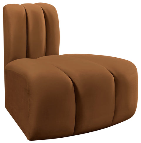 Briar Saddle Velvet Upholstered Modular Reverse Corner Chair, 1 Piece
