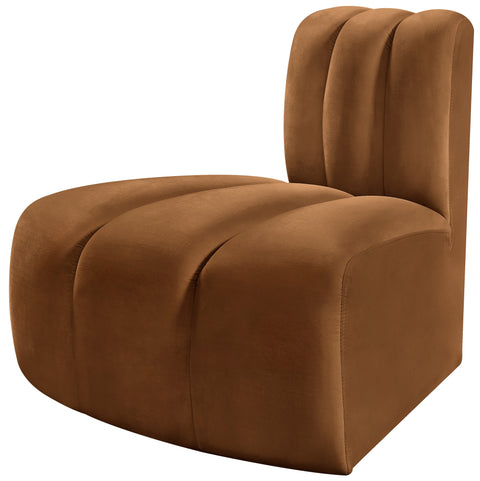 Briar Saddle Velvet Upholstered Modular Reverse Corner Chair, 1 Piece