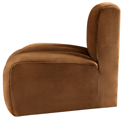 Briar Saddle Velvet Upholstered Modular Reverse Corner Chair, 1 Piece