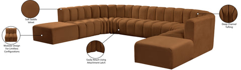 Briar 161 Saddle Velvet Upholstered Modular Sectional, 10-Piece