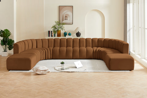 Briar 161 Saddle Velvet Upholstered Modular Sectional, 10-Piece