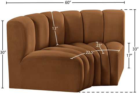 Briar 60 Saddle Velvet Upholstered Modular Sectional , 2-Piece (Style 2)