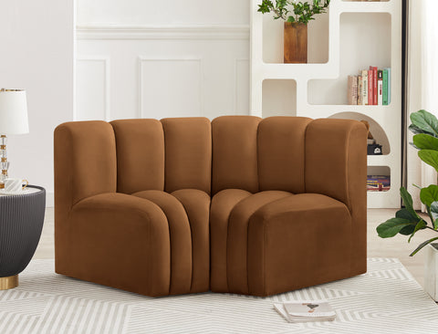 Briar 60 Saddle Velvet Upholstered Modular Sectional , 2-Piece (Style 2)