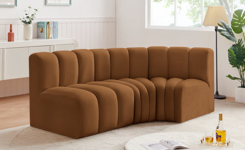 Briar 84 Saddle Velvet Upholstered Modular Sectional, 3-Piece