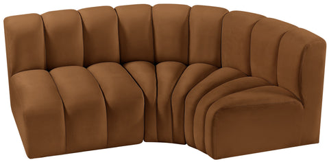 Briar 84 Saddle Velvet Upholstered Modular Sectional, 3-Piece