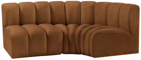 Briar 84 Saddle Velvet Upholstered Modular Sectional, 3-Piece