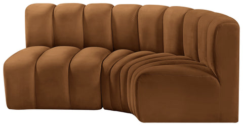 Briar 84 Saddle Velvet Upholstered Modular Sectional, 3-Piece