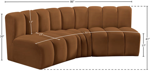 Yara 86" Velvet Upholstered Sectional, 3-Piece