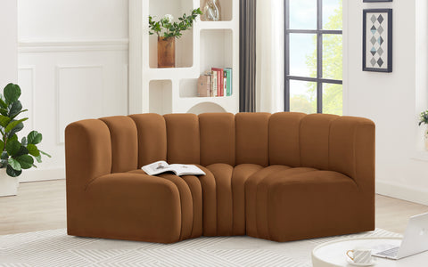Briar 80 Saddle Velvet Upholstered Modular Sectional, 3-Piece