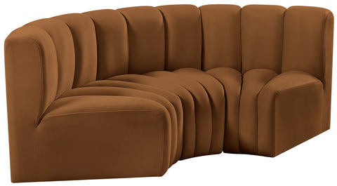 Briar 80 Saddle Velvet Upholstered Modular Sectional, 3-Piece