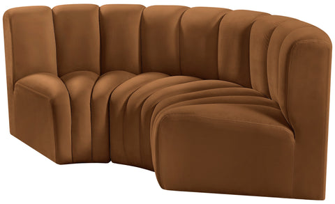 Briar 80 Saddle Velvet Upholstered Modular Sectional, 3-Piece