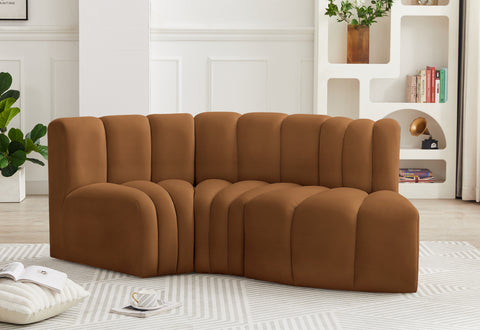Briar 70 Saddle Velvet Upholstered Modular Sectional, 3-Piece