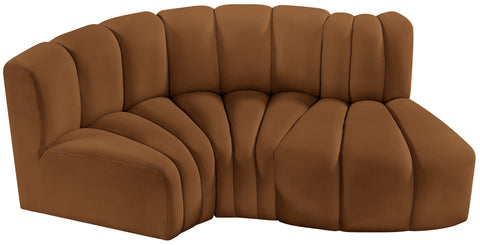 Briar 70 Saddle Velvet Upholstered Modular Sectional, 3-Piece