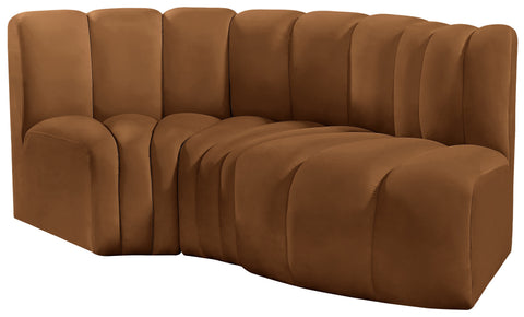 Briar 70 Saddle Velvet Upholstered Modular Sectional, 3-Piece