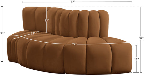 Briar 77 Saddle Velvet Upholstered Modular Sectional, 3-Piece