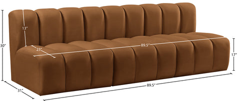 Briar 89.5 Saddle Velvet Upholstered Modular Sectional, 3-Piece