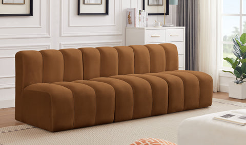 Briar 89.5 Saddle Velvet Upholstered Modular Sectional, 3-Piece