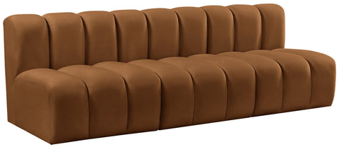 Briar 89.5 Saddle Velvet Upholstered Modular Sectional, 3-Piece