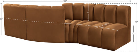 Briar 108 Saddle Velvet Upholstered Modular Sectional, 4-Piece