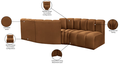 Briar 108 Saddle Velvet Upholstered Modular Sectional, 4-Piece
