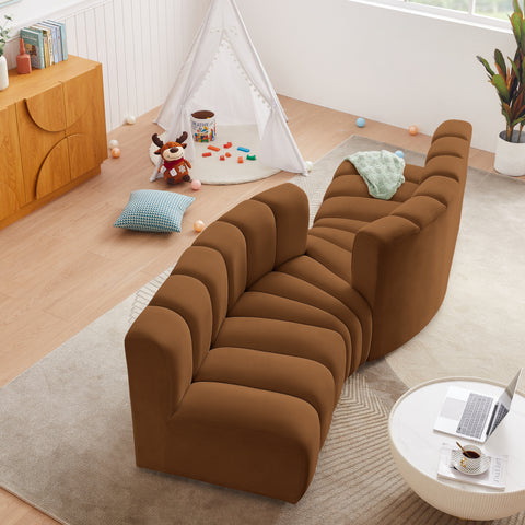 Briar 108 Saddle Velvet Upholstered Modular Sectional, 4-Piece