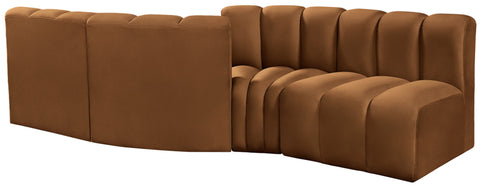 Briar 108 Saddle Velvet Upholstered Modular Sectional, 4-Piece