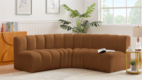 Briar 103 Saddle Velvet Upholstered Modular Sectional, 4-Piece