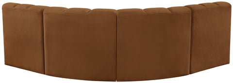 Briar 103 Saddle Velvet Upholstered Modular Sectional, 4-Piece