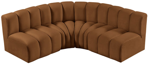 Briar 103 Saddle Velvet Upholstered Modular Sectional, 4-Piece