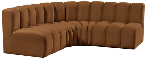 Briar 103 Saddle Velvet Upholstered Modular Sectional, 4-Piece