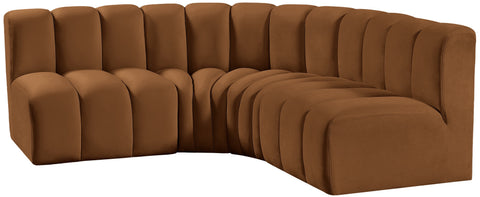 Briar 103 Saddle Velvet Upholstered Modular Sectional, 4-Piece