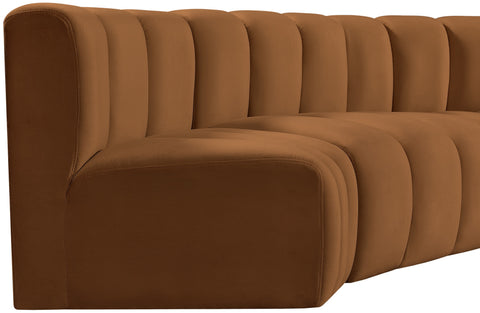 Briar 103 Saddle Velvet Upholstered Modular Sectional, 4-Piece